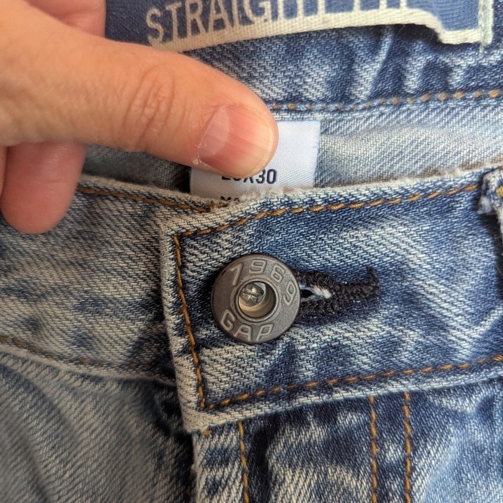 GAP Light Blue Denim Jeans Men's Size 29x30 Straight Fit - Picture 2 of 4